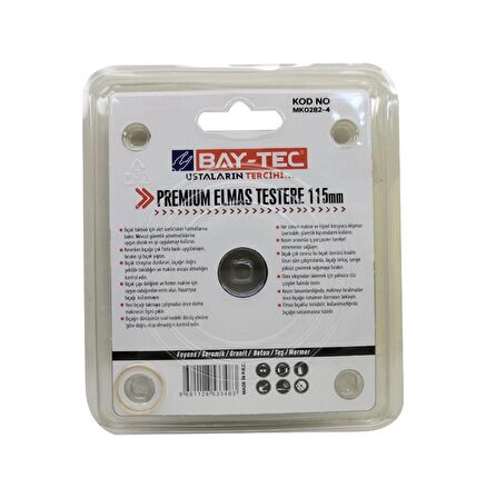 Bay-Tec MK0282-4 Premium Turbo Elmas Testere Kesici Disk 115 mm