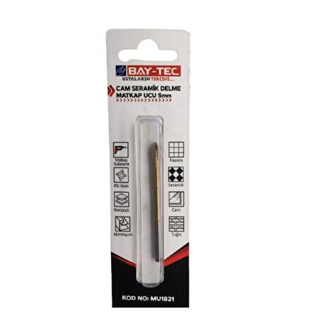 Bay-Tec MU1821 Cam Seramik Delme Matkap Ucu 5MM