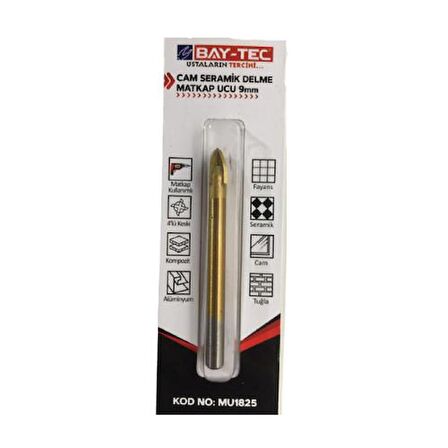 Bay-Tec MU1825 Cam Seramik Delme Matkap Ucu 9MM