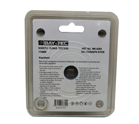 Bay-Tec MK0264 Soketli Elmas Testere Kesici Disk 115 mm