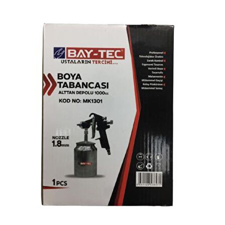Bay-Tec MK1301 Boya Tabancası Alttan Depolu 1000cc 1.8mm Nozzle