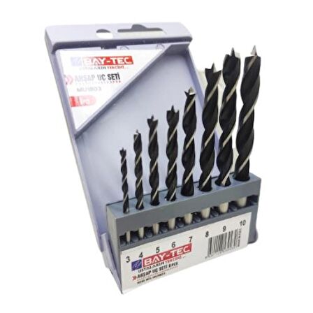 Bay-Tec MU1803 Ahşap Matkap Uç Seti Takımı 8 Parça 3-10Mm