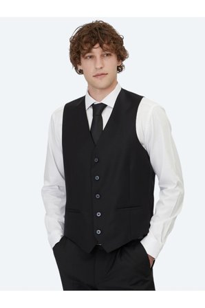 Siyah Slim Fit Klasik Dokuma Yelek