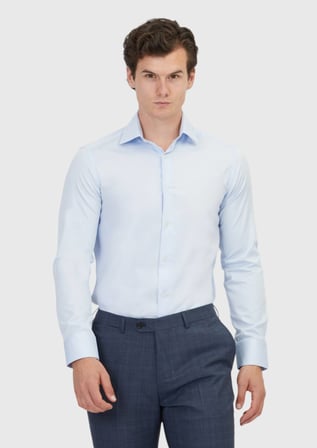 Açık Mavi Düz Slim Fit Uzun Dokuma Klasik %100 Pamuk Gömlek