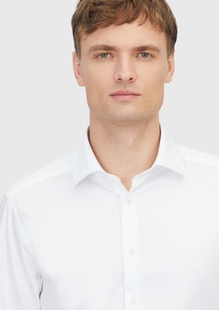 Beyaz Düz Regular Fit Uzun Dokuma Klasik %100 Pamuk Gömlek