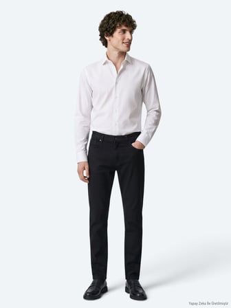 Beyaz Düz Slim Fit Uzun Dokuma Klasik %100 Pamuk Gömlek