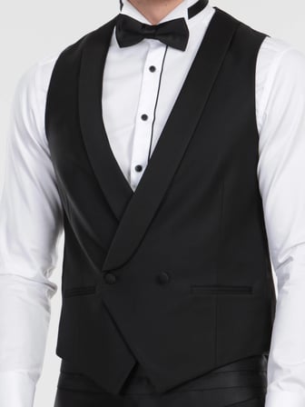 Siyah Fitted Fit Şal Yaka Klasik Yelek