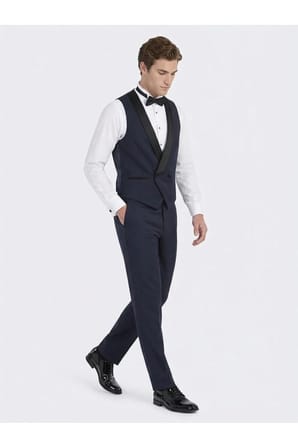 Saks Fitted Fit Şal Yaka Klasik Yelek