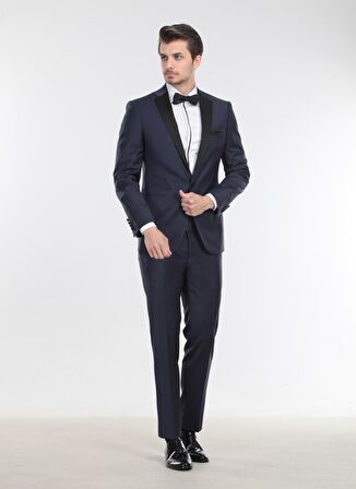 Kip Slim Fit Düz Saks Erkek Smokin