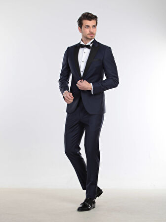 Saks Slim Fit Kelebek Yaka Dokuma Smokin Takım Elbise