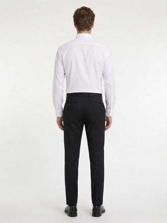Antrasit Düz Dokuma Fitted Fit Klasik Yün Karışımlı Pantolon