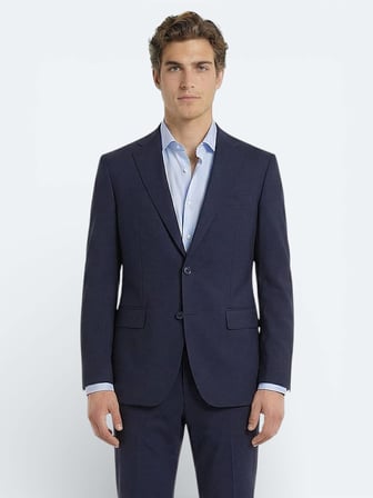 Saks Düz Modern Fit Yün Karışımlı Takım Elbise