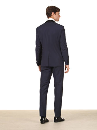 Saks Düz Modern Fit Şal Yaka Dokuma Smokin Takım Elbise