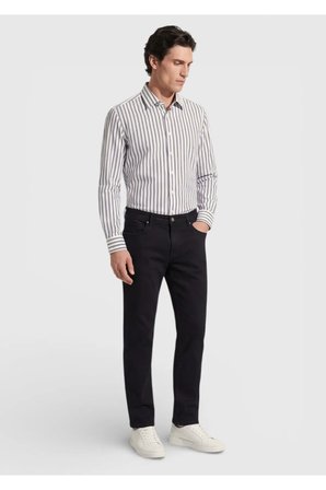 Siyah Düz Slim Fit Denim Pamuk Karışımlı Pantolon