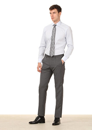 Açık Mavi Düz Regular Fit Dokuma Klasik Pamuk Karışımlı Gömlek