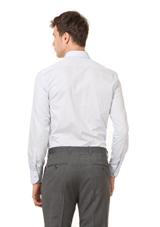 Açık Mavi Düz Regular Fit Dokuma Klasik Pamuk Karışımlı Gömlek