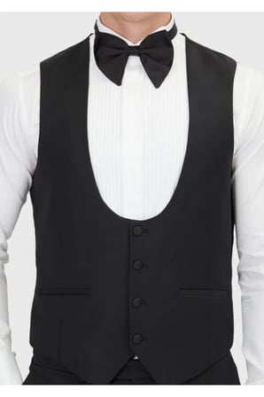 Siyah Slim Fit Kelebek Yaka Klasik Yelek
