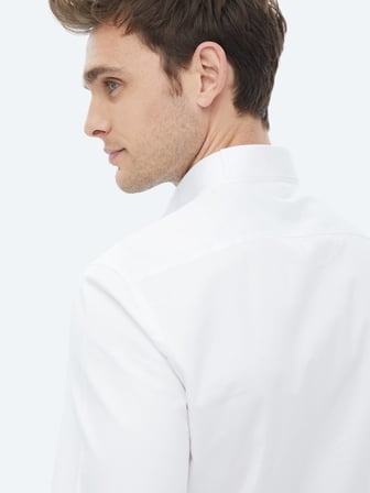 Beyaz Düz Slim Fit Dokuma Klasik %100 Pamuk Gömlek