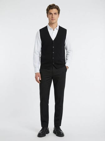 Siyah Regular Fit Casual Örme Triko Yelek