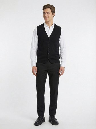 Siyah Regular Fit Casual Örme Triko Yelek