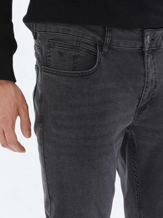 Koyu Gri Slim Fit Denim Pamuk Karışımlı Pantolon