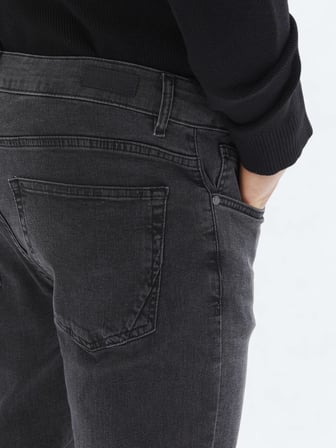 Koyu Gri Slim Fit Denim Pamuk Karışımlı Pantolon