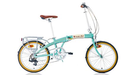 Bianchi Folding Vintage 20 Jant 7 Vites 28.5 Cm V-Fren Katlanır Bisiklet - Celeste-Krem