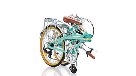 Bianchi Folding Vintage 20 Jant 7 Vites 28.5 Cm V-Fren Katlanır Bisiklet - Celeste-Krem