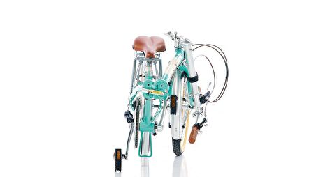 Bianchi Folding Vintage 20 Jant 7 Vites 28.5 Cm V-Fren Katlanır Bisiklet - Celeste-Krem
