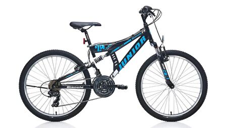 Bianchi Junior 24 Jant 21 Vites 37 Cm V-Fren Dağ Bisikleti-Siyah-Mavi-Beyaz