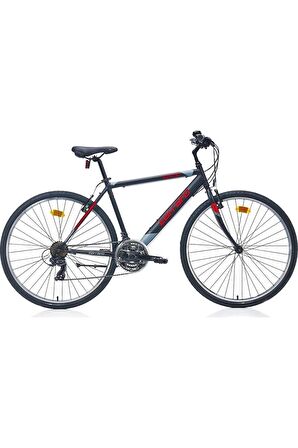 Carraro Active 280 28 Jant 21 Vites 49 Cm V-Fren Şehir Bisikleti- Mat Siyah - Koyu Gri - Kırmızı
