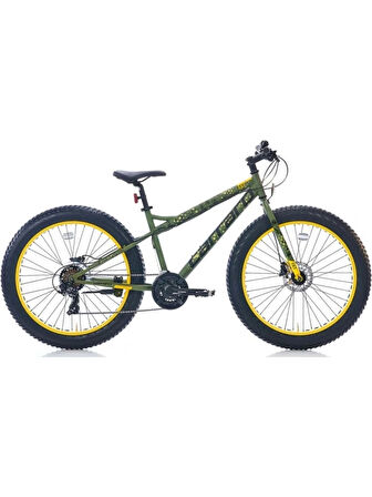 Carraro Fat Bike HD Fren 21 Vites 26 Jant Fat Bike Bisiklet Mat Haki Yeşil Sarı 43 Kadro