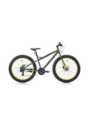 Carraro Fat Bike HD Fren 21 Vites 26 Jant Fat Bike Bisiklet Mat Haki Yeşil Sarı 43 Kadro