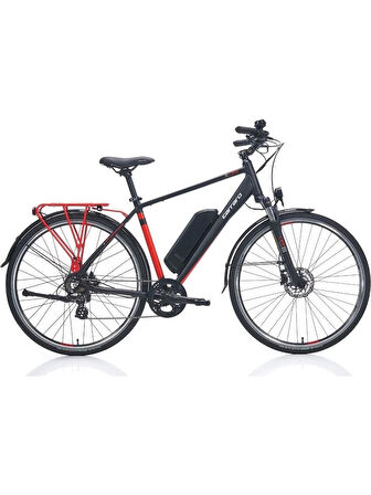 Carraro E-Line eLife 2.1 HD Fren 7 Vites 28 Jant Elektrikli Şehir Bisikleti Mat Siyah Kırmızı 47 Kadro