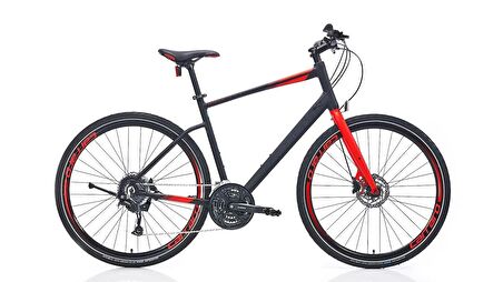 Carraro Sportive 328C 28 Jant 18 Vites 52 Cm Hidrolik Fren Şehir Bisikleti-Mat Siyah-Kırmızı