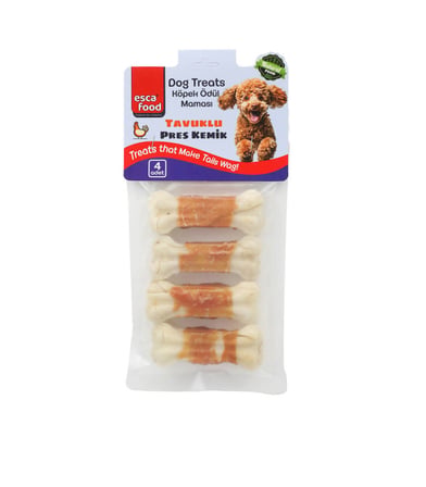 Esca Food Tavuklu Pres Kemik 7 cm 4'lü 100 Gram Köpek Ödül Maması 2'li Paket