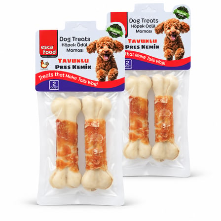 Esca Food Tavuklu Pres Kemik 12,5 cm 2'li 100 Gram Köpek Ödül Maması 2'li Paket