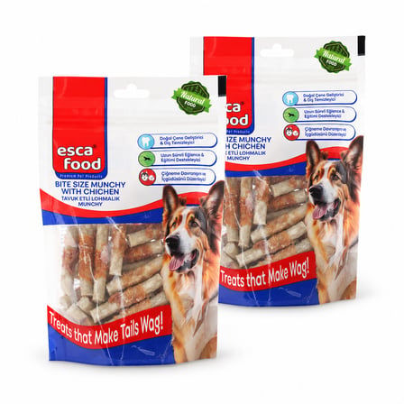 Esca Food Tavuklu Lokmalık Munchy 6 cm 36'lı Köpek Ödül Maması 2'li Paket