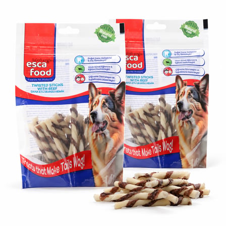 Esca Food Dana Etli Burgu Kemik 8 cm 25'li Köpek Ödül Maması 2'li Paket