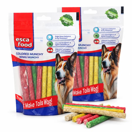 Esca Food Munchy Renkli 12 cm 8 Gram 40'lı Köpek Ödül Maması 2'li Paket
