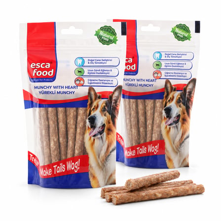 Esca Food Munchy Çubuk Yürekli 12 cm 8 Gram 40'lı Köpek Ödül Maması 2'li Paket