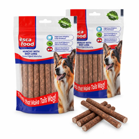 Esca Food Munchy Çubuk Dana Ciğerli 12 cm 40'lı Köpek Ödül Maması 2'li Paket