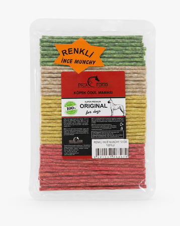 Esca Food Munchy Çubuk Renkli İnce 12 cm 100'lü Köpek Ödül Maması 2'li Paket