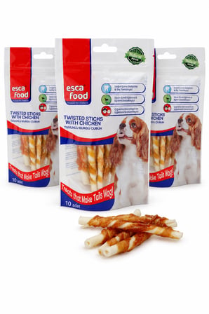 Esca Food Tavuklu Burgu Kemik 12 cm 10'lu Köpek Ödül Maması 3'lü Paket