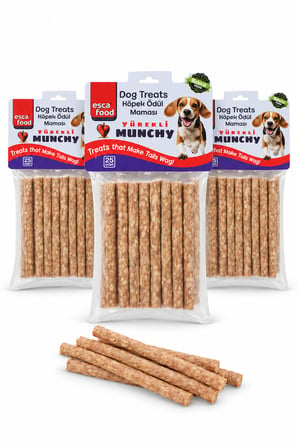 Esca Food Munchy Çubuk Yürekli 12 cm 25'li Köpek Ödül Maması 3'lü Paket