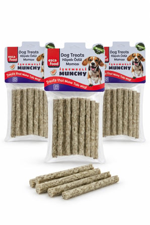 Esca Food Munchy Çubuk İşkembeli 12 cm 25'li Köpek Ödül Maması 3'lü Paket