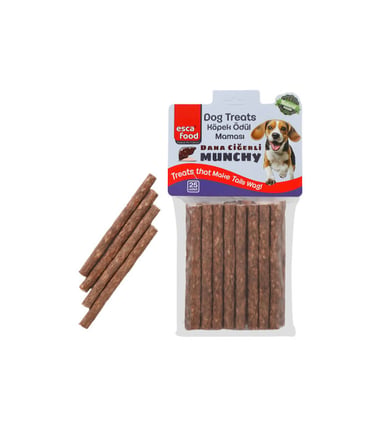 Esca Food Munchy Çubuk Dana Ciğerli 12 cm 25'li Köpek Ödül Maması 3'lü Paket