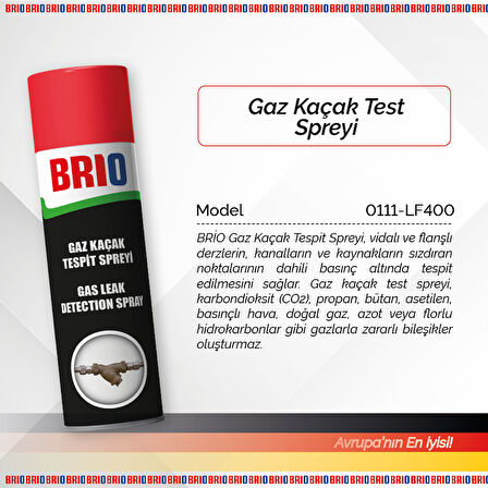 Brio Gaz Kaçak Test Gaz Kaçak Tespit Spreyi 400 Ml