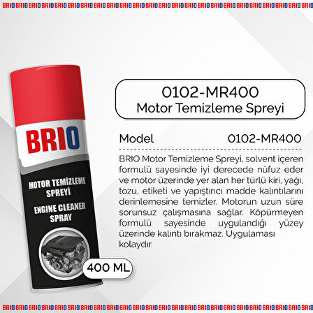 Brio Susuz Motor Temizleme Spreyi Motor Parlatıcı Sprey 400 Ml