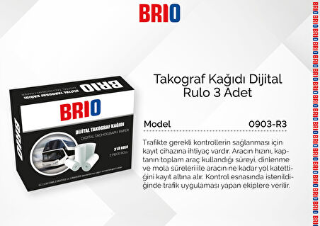 Brio Takograf Kağıdı Dijital Rulo 3 Lü 10 Paket